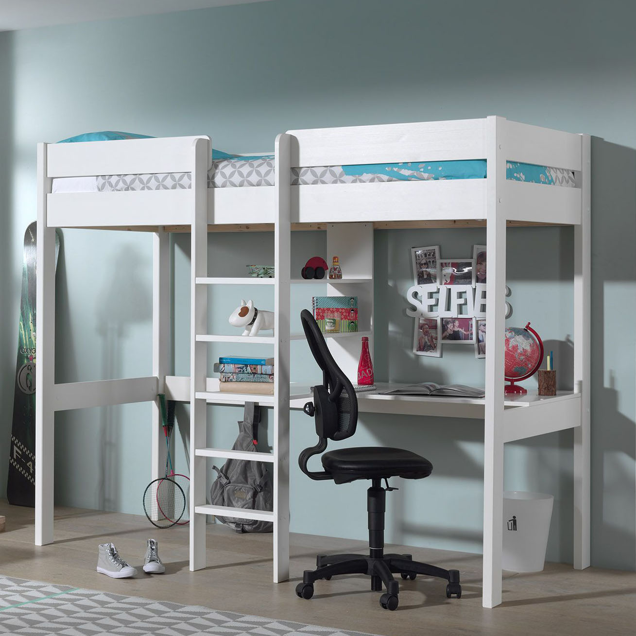 Hochbett Oliver mit Schreibplatte Weiss 2