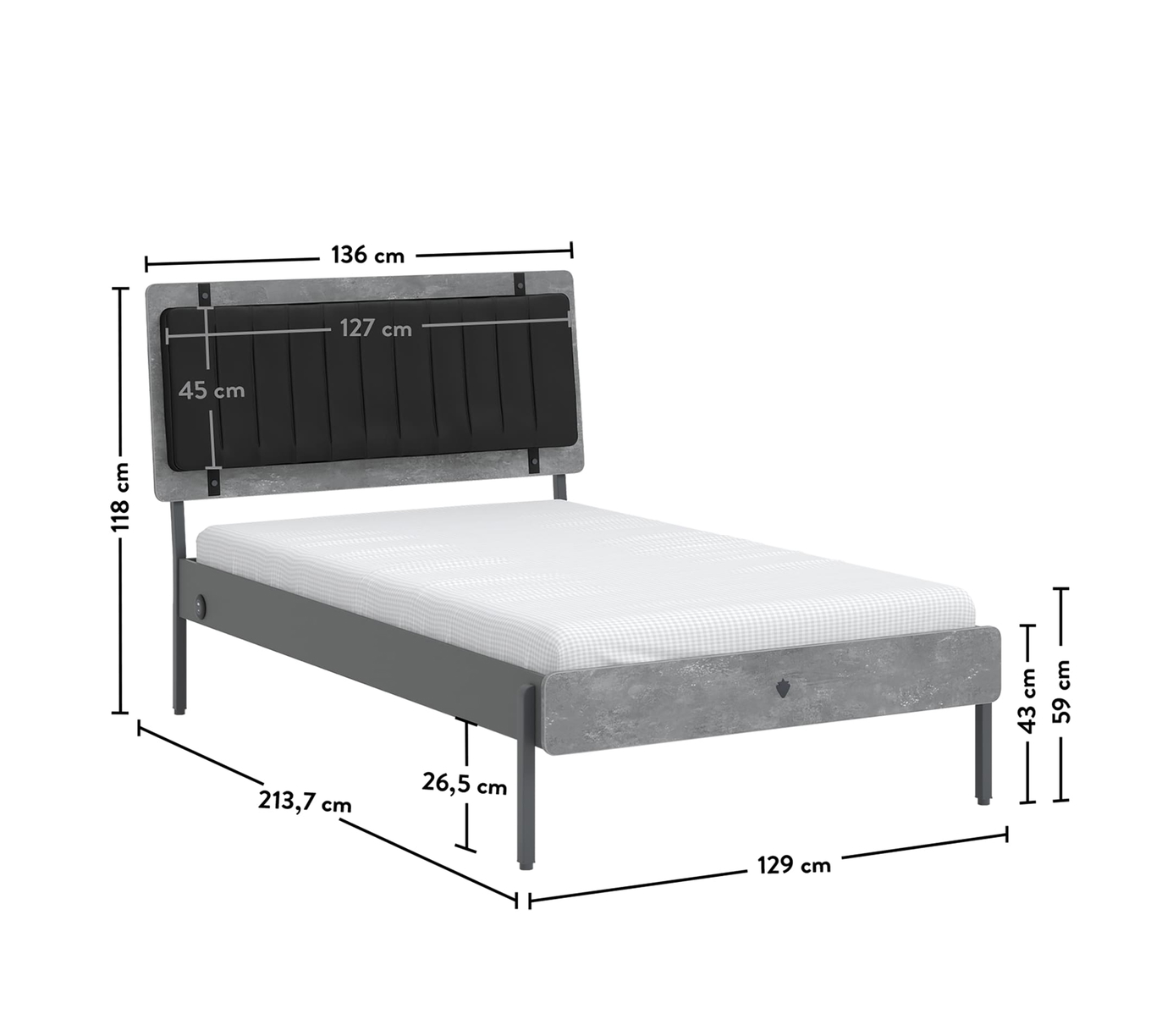 Bett Space Gray Standard, 120 x 200 cm 8