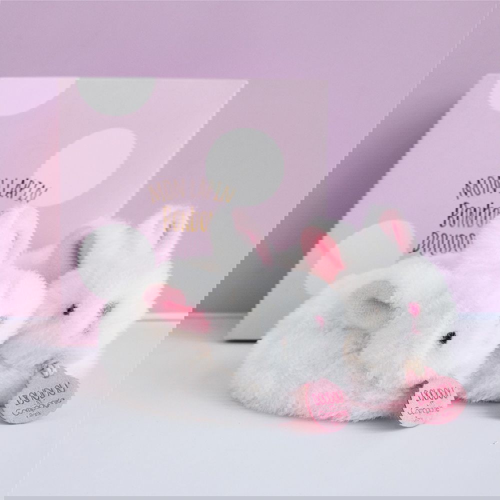 Füsslinge mit Rassel Bonbon Hase Rosa 2