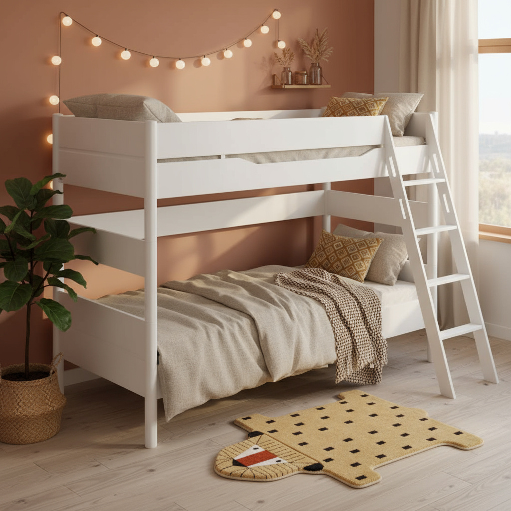 Etagenbett Ylvie mit Schrägleiter, Weiss, 90 x 200 cm 4