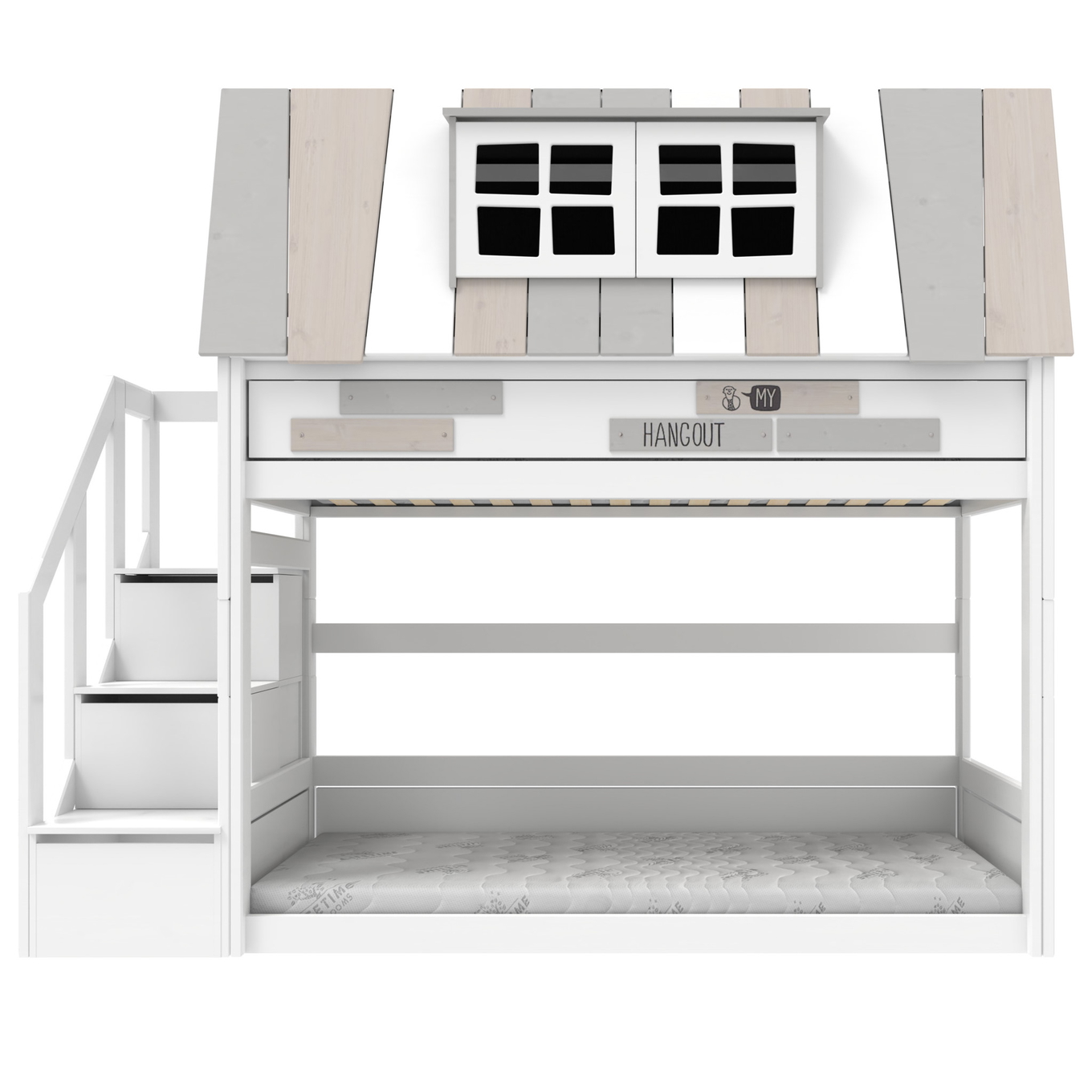 Niedriges Etagenbett My Hangout Weiss, Deluxe Lattenrost 2