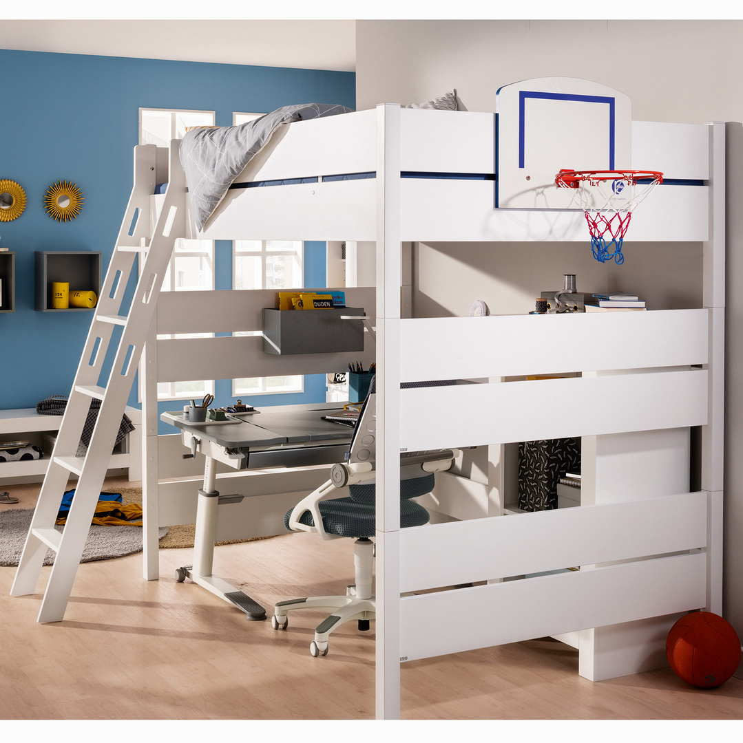 Hochbett Tiago Weiss, mit Schrägleiter, 120 x 200 cm 3