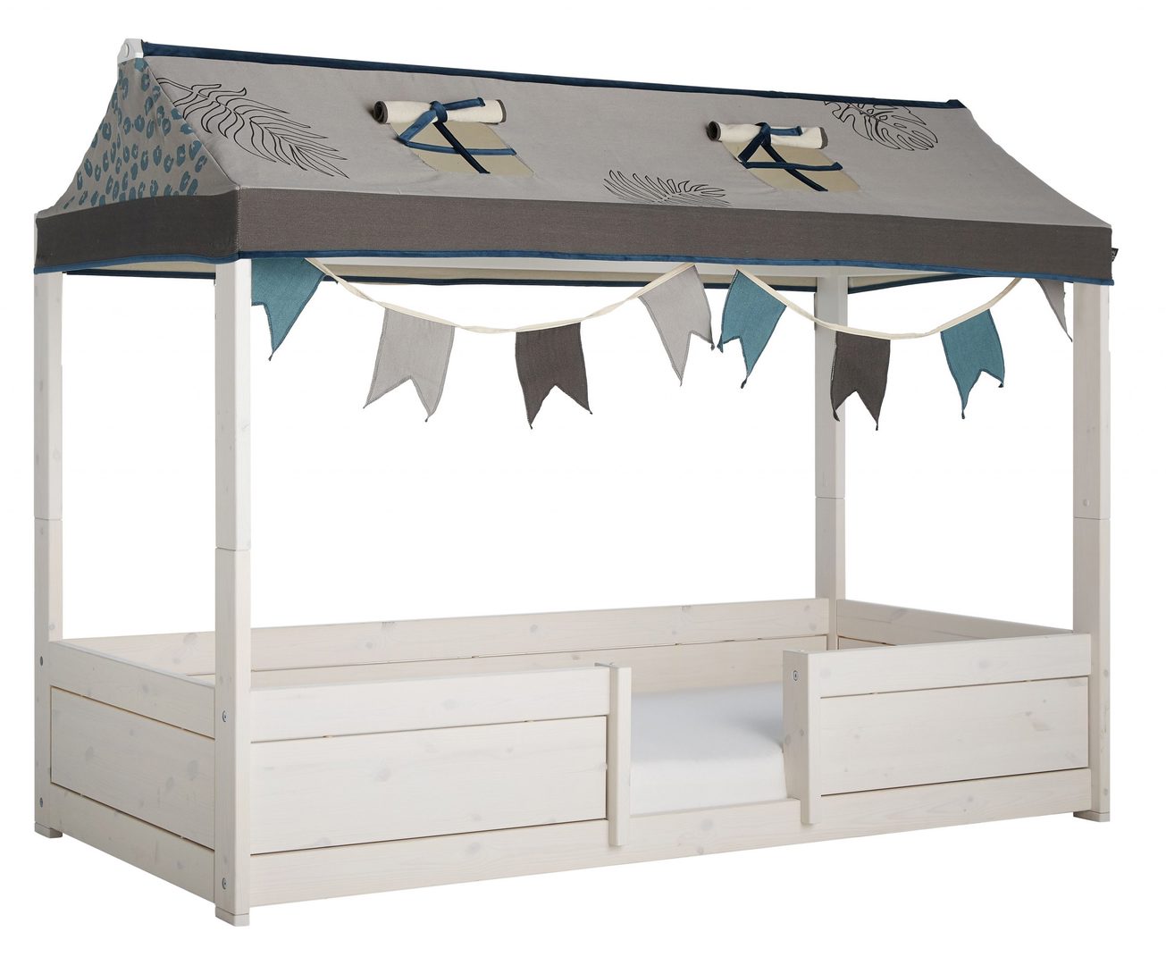 4 in 1 Bett mit Dachkonstruktion Weiss lasiert, Deluxe Lattenrost 3