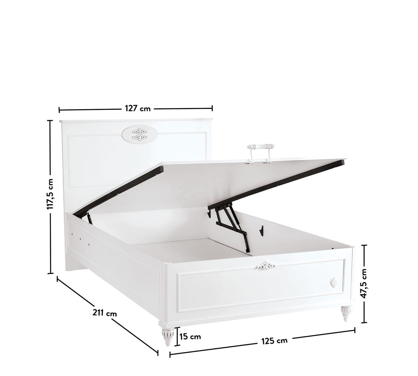 Bett Romantica mit Stauraum, 120 x 200 cm 6