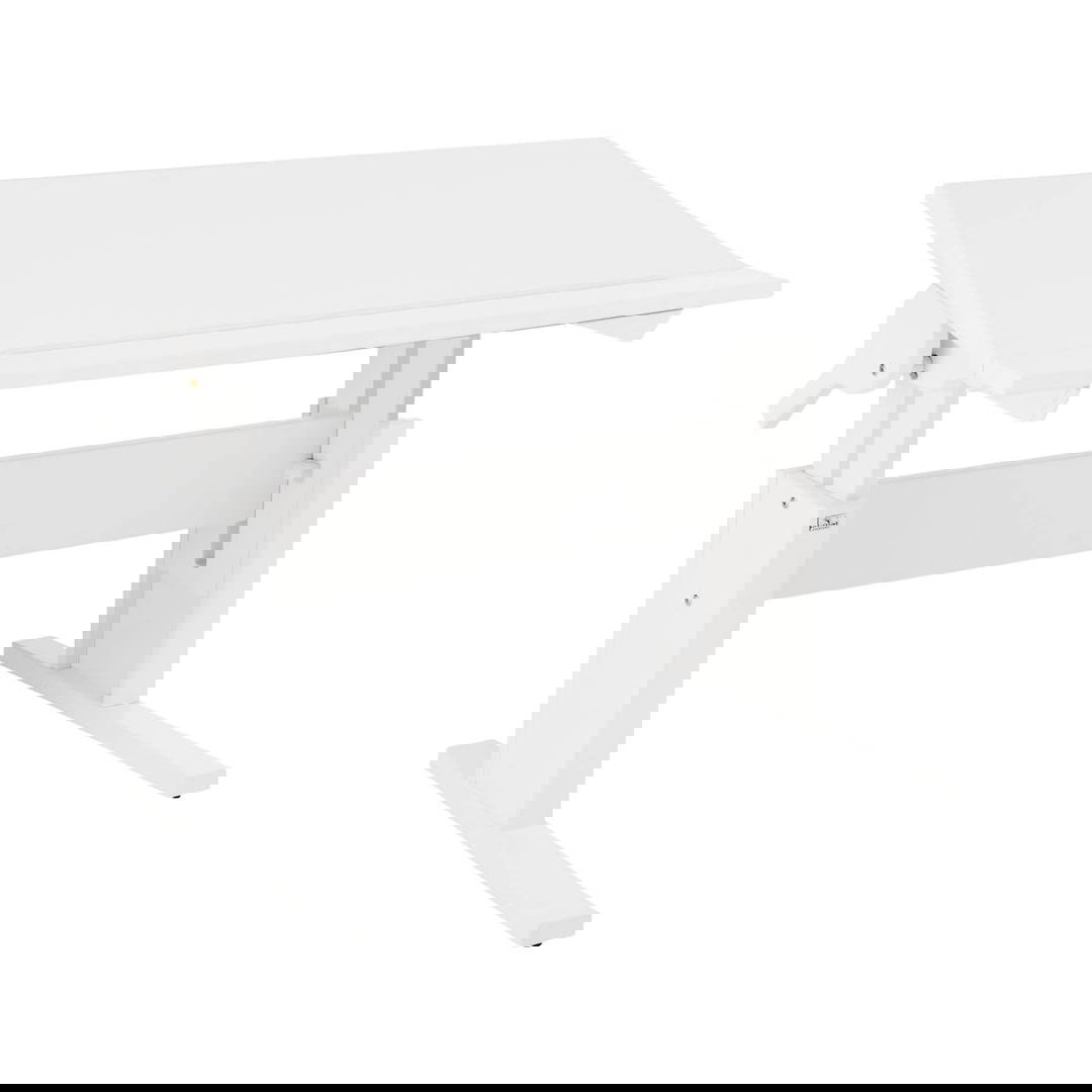 Schreibtisch Höhenverstellbar mit neigbare Tischplatte Weiss 1