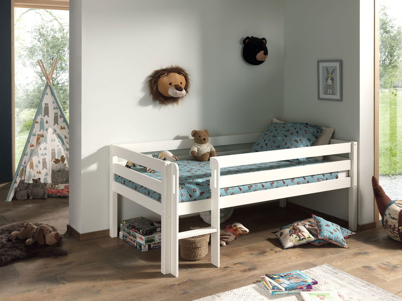 Bett Pino mit Leiter Weiss 3