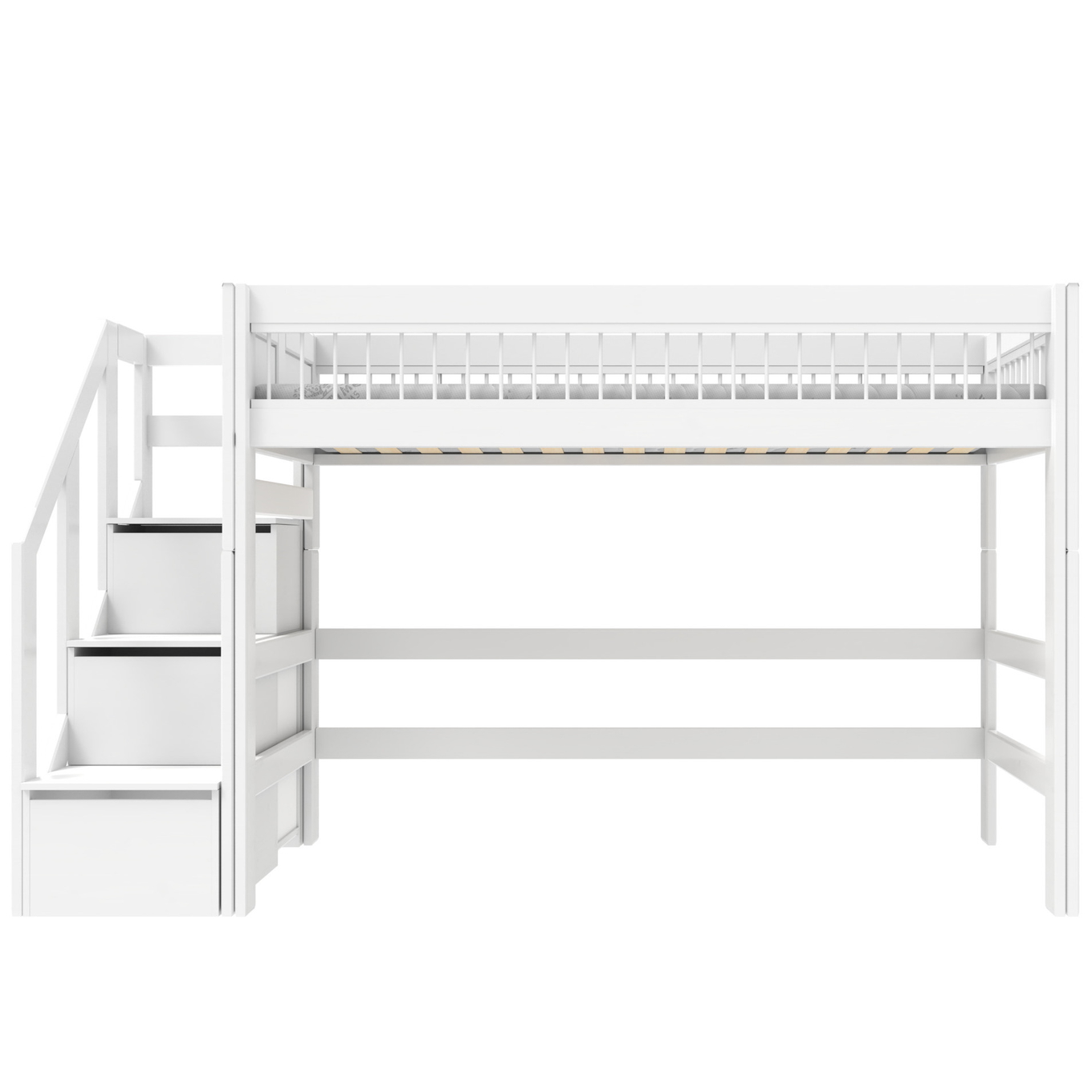 Mittelhohes Bett Breeze mit Treppe 90x200cm Rollrost 3