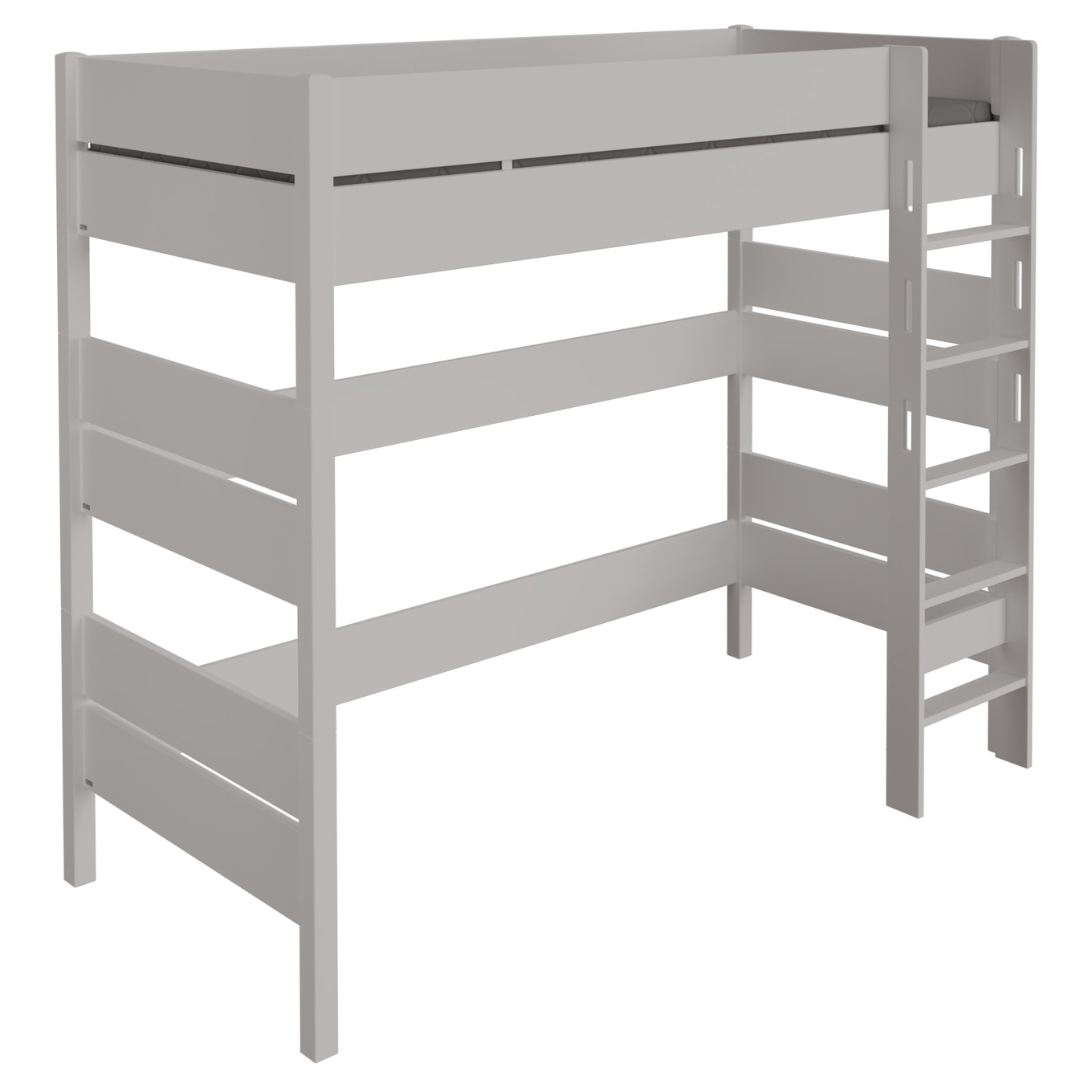 Hochbett Tiago Grau, mit gerader Leiter, 120 x 200 cm