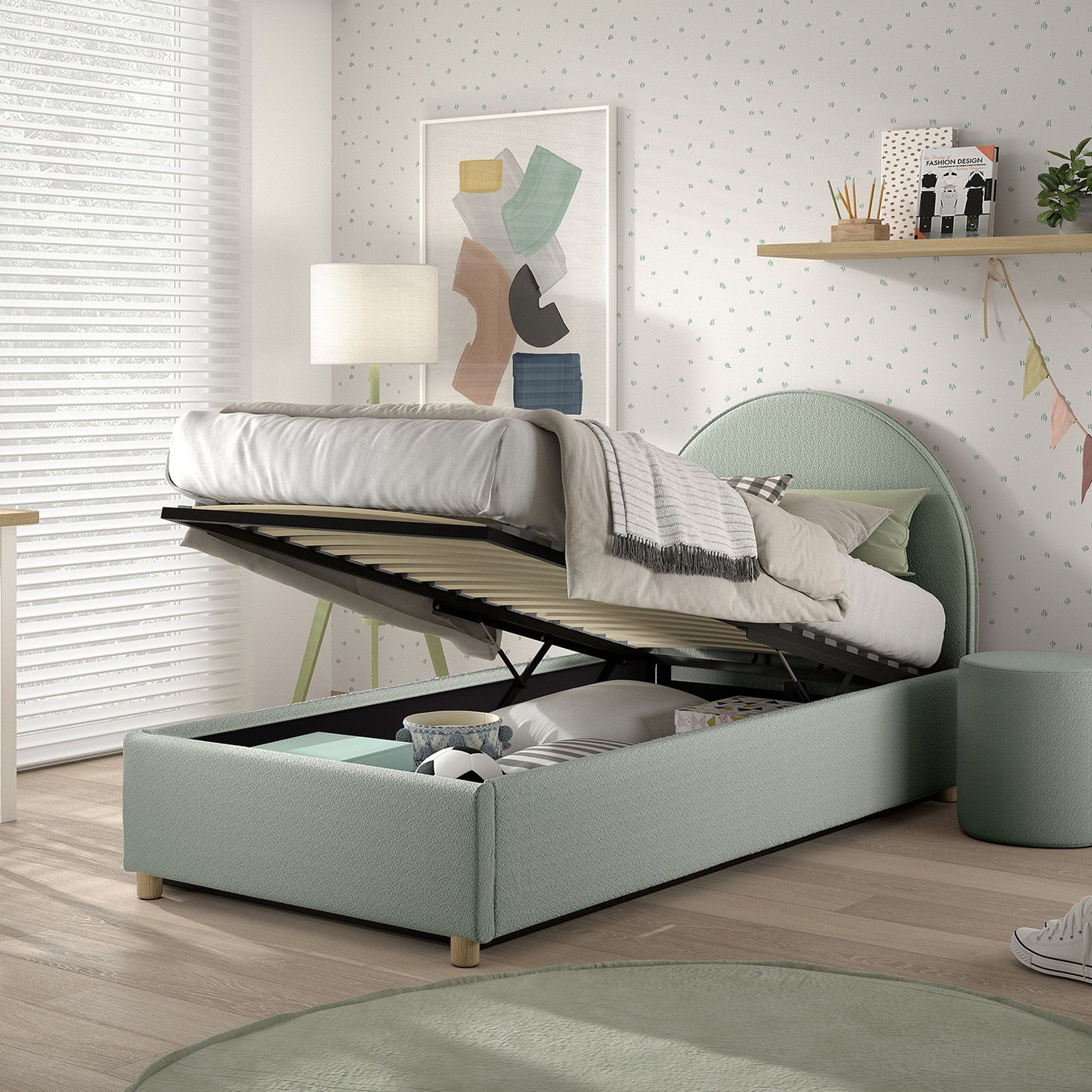 Bett Moon mit Stauraum Mint, 90 x 200 cm #2