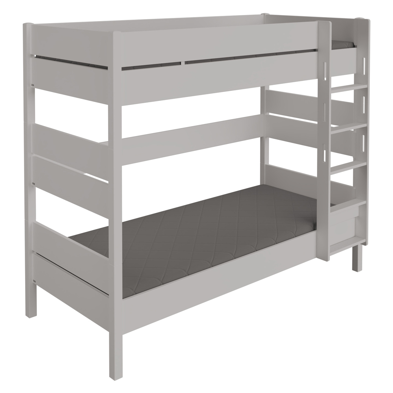 Hohes Etagenbett Tiago Grau, mit gerader Leiter, 90 x 200 cm