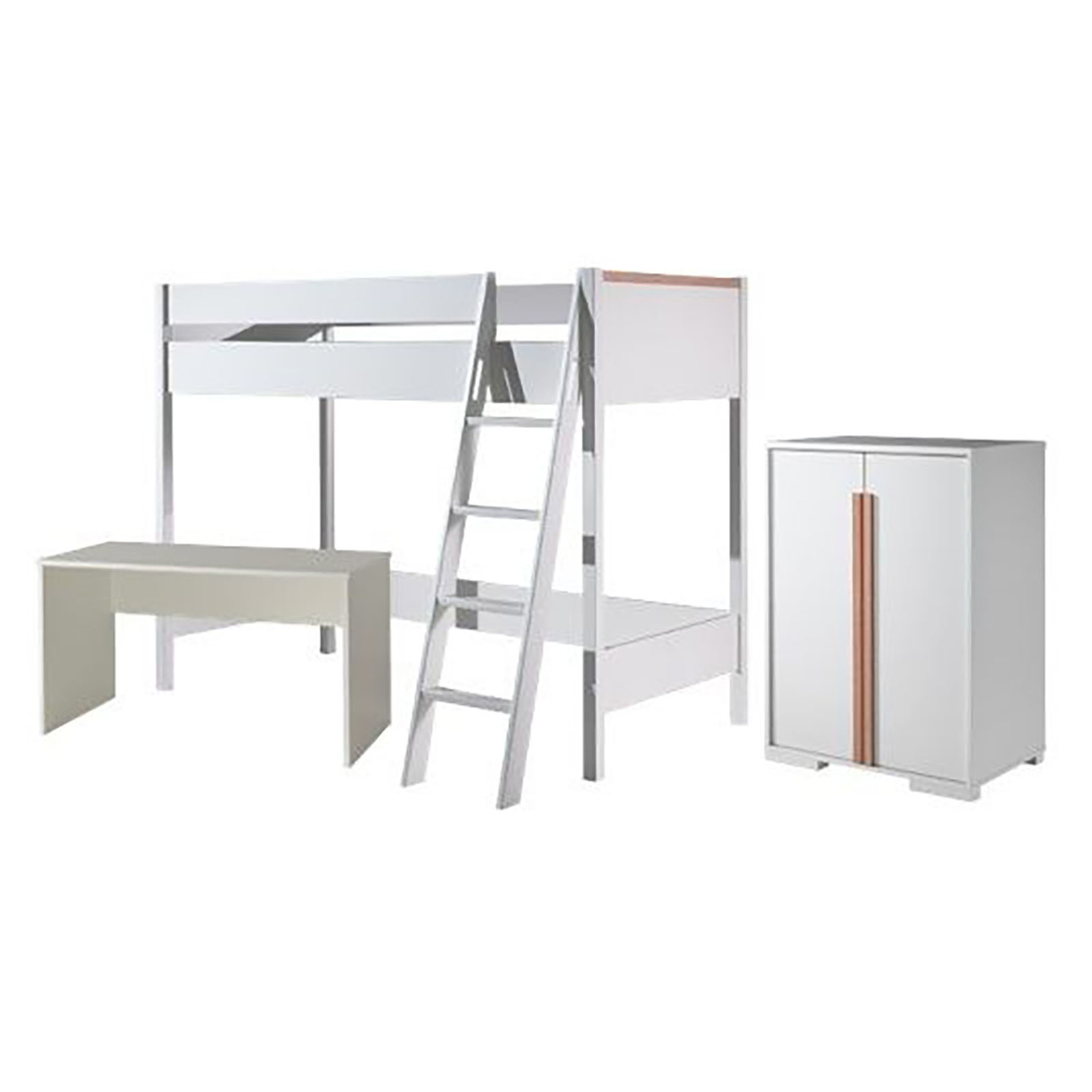 Halbhohes Bett London 3-teilig Set Weiss