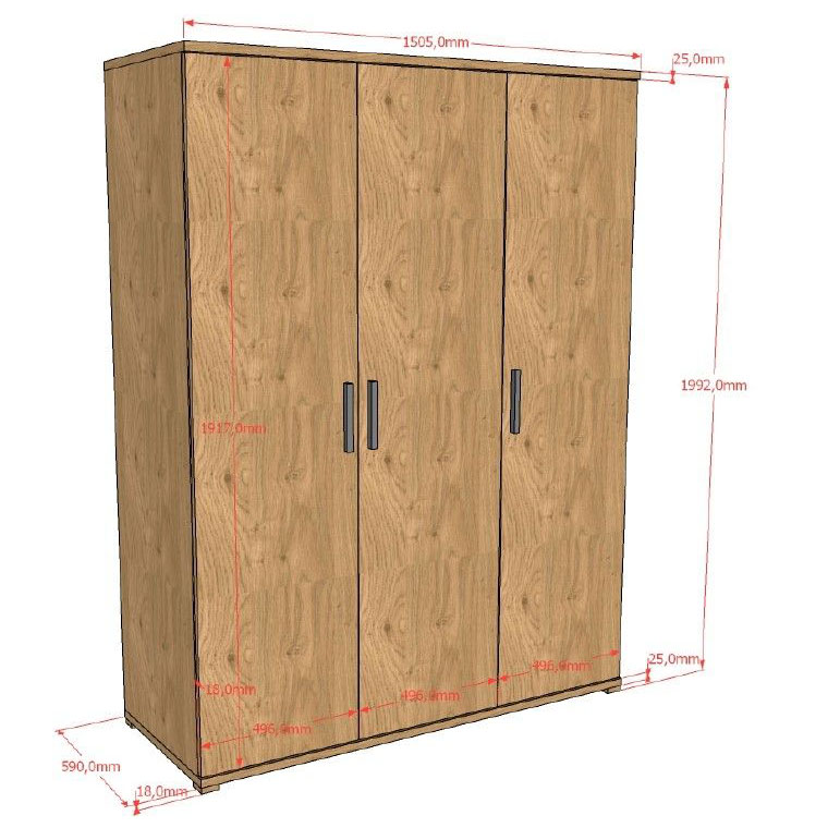 Kleiderschrank Sam 3-türig 4