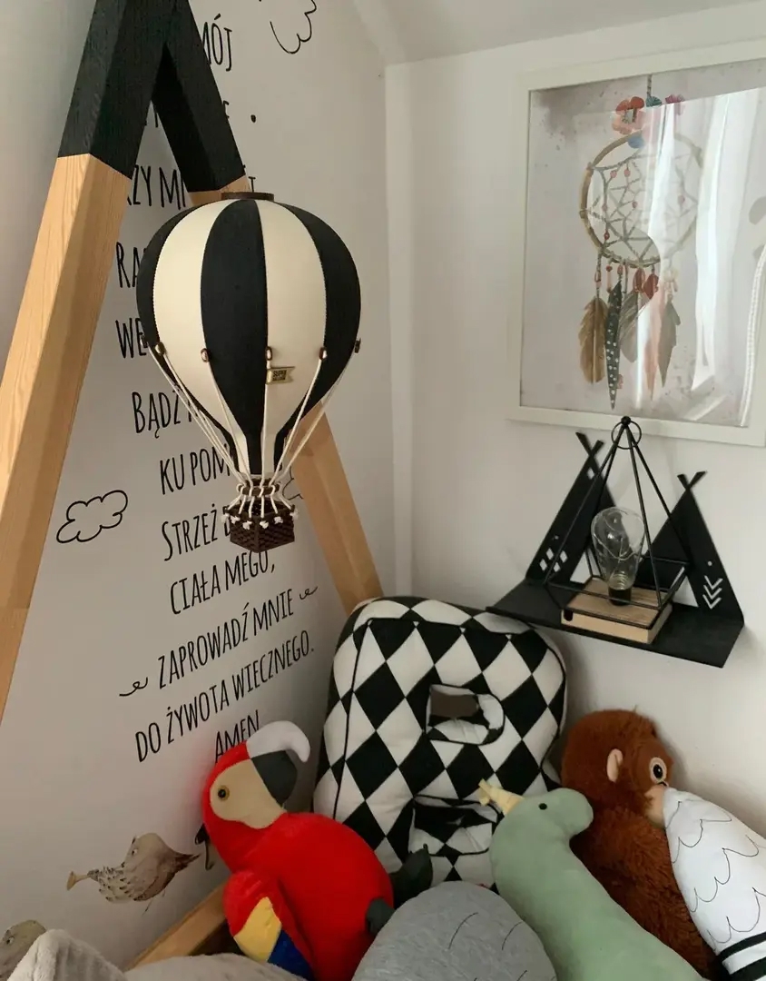 Deko Heissluftballon Schwarz Creme L 3