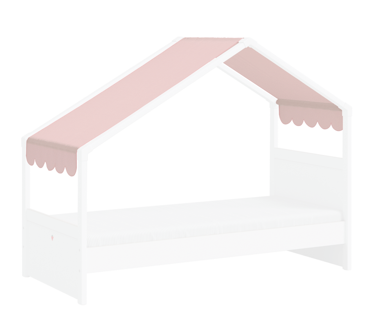 Stoffhimmel Montes für Hausbett mit Seitendach Pink 1