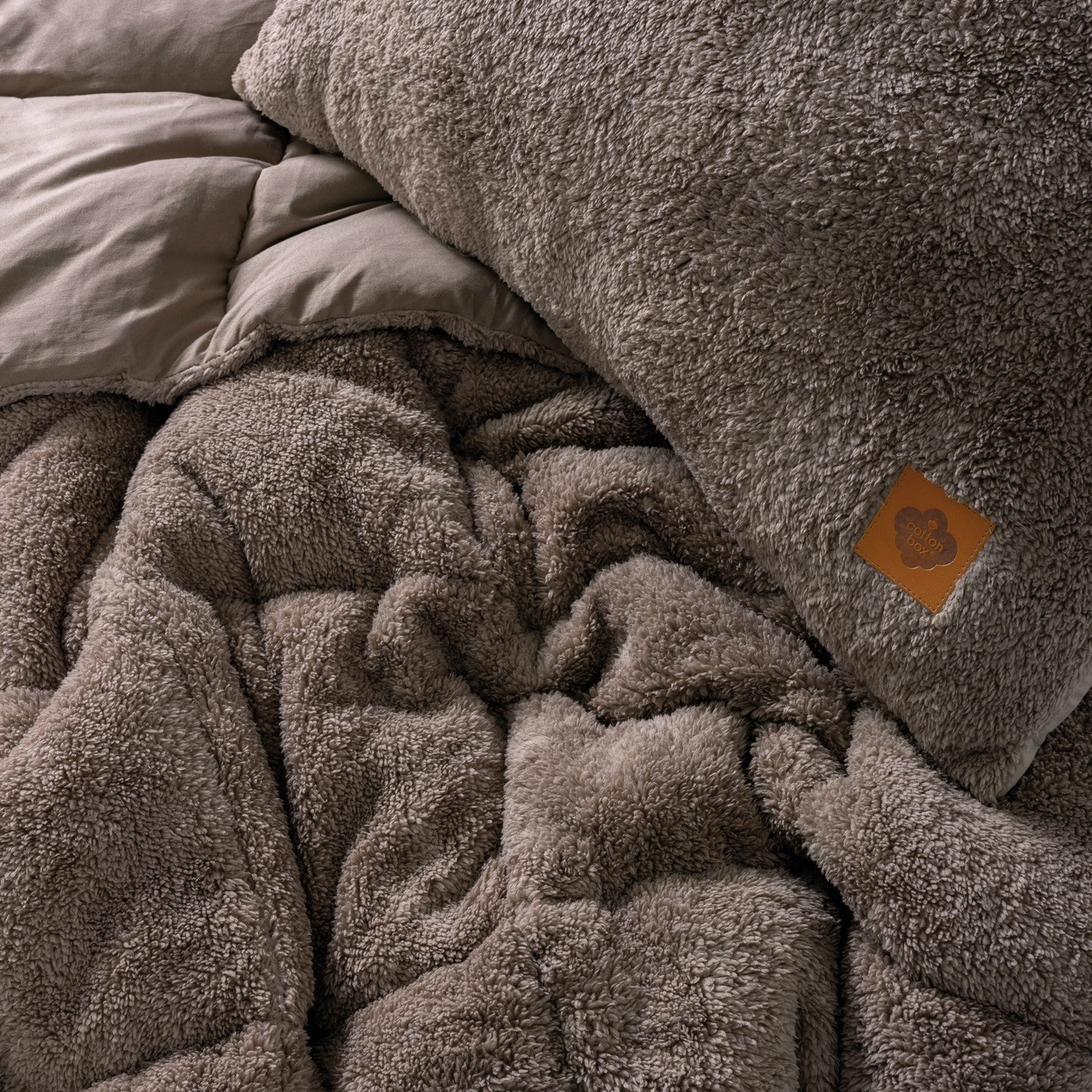 Duvet und Kissen Set Teddy 155x215 - 50x70cm Beige 3