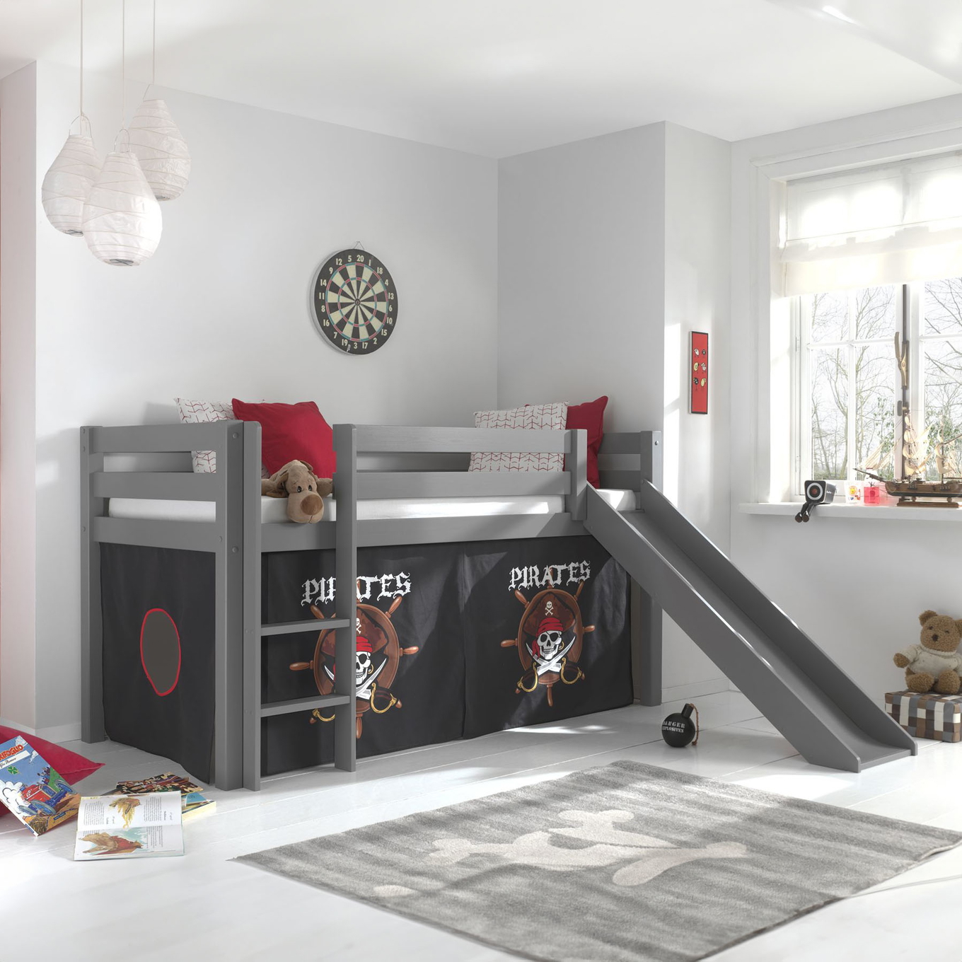 Halbhohes Bett Pirate mit Rutsche Grau #2