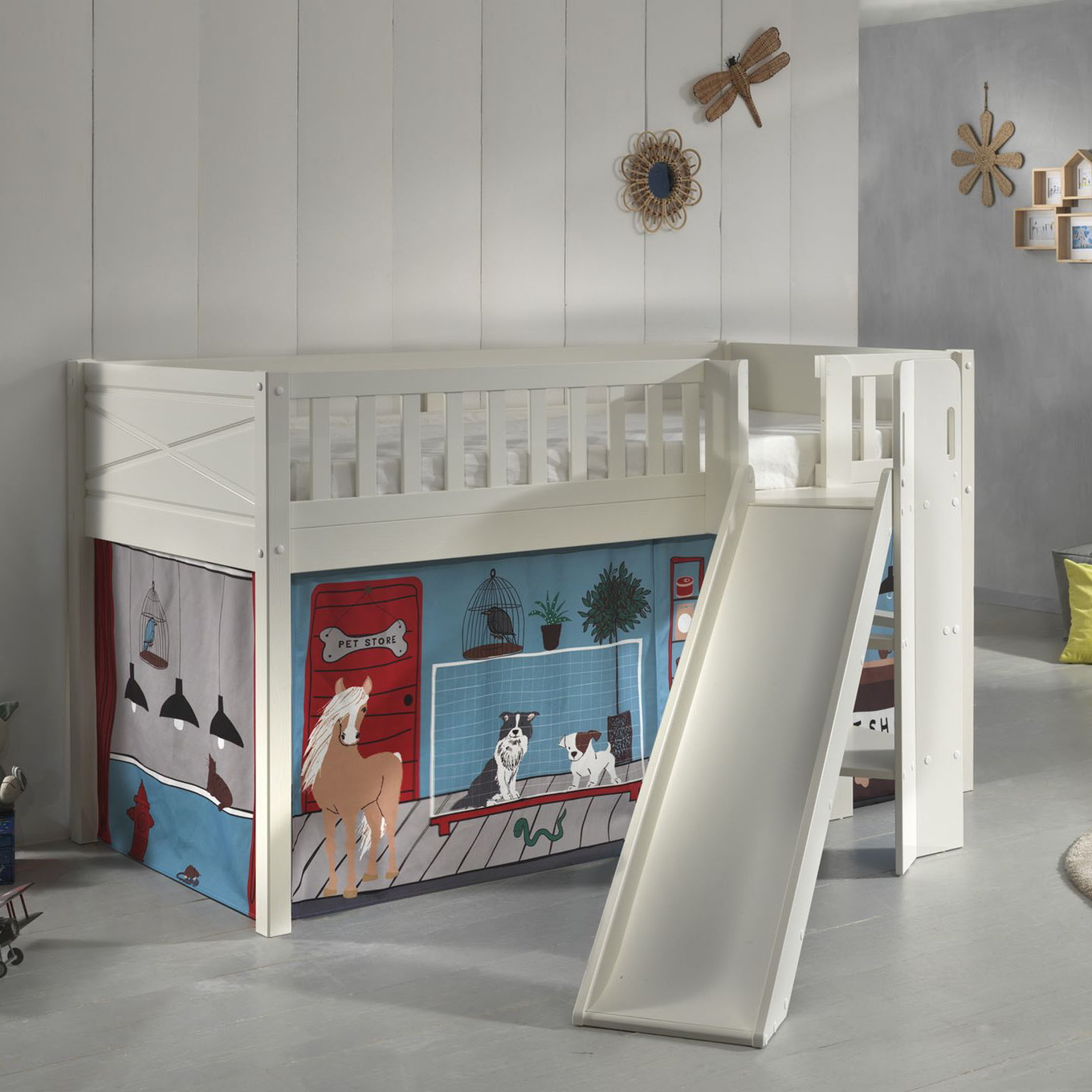 Halbhohes Bett Scott Pet Shop mit Rutsche 2