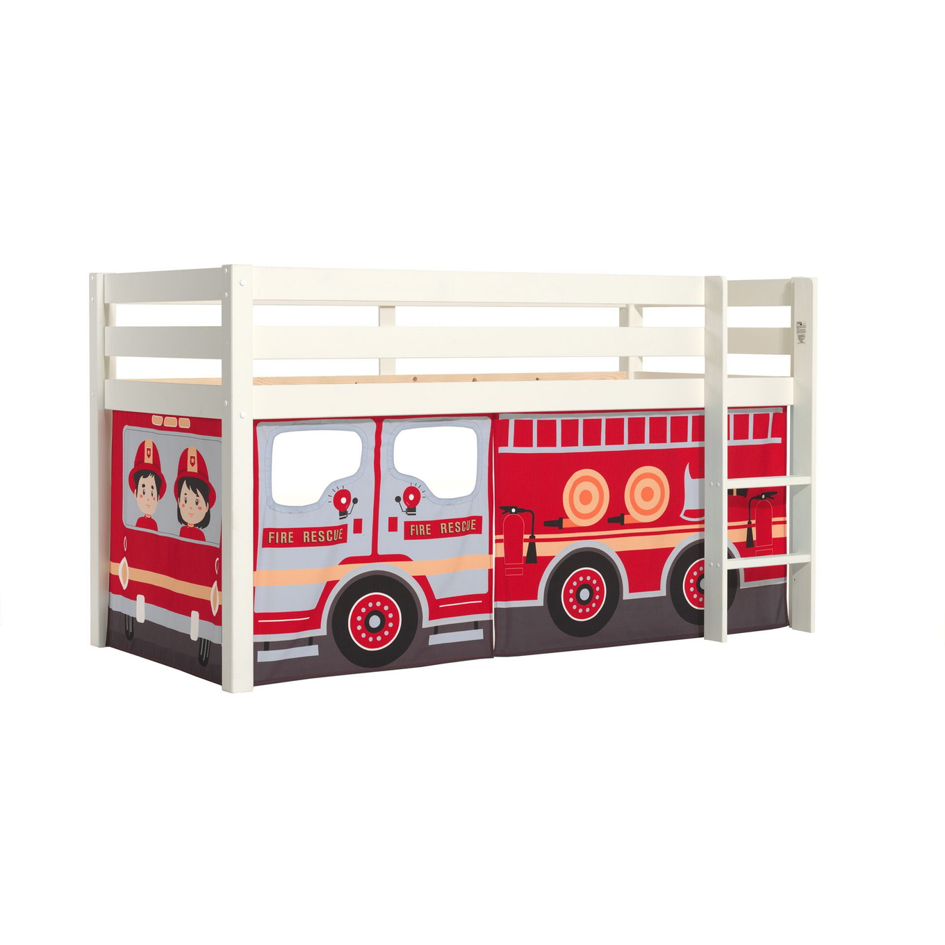 Halbhohes Bett Fire Truck Weiss 1
