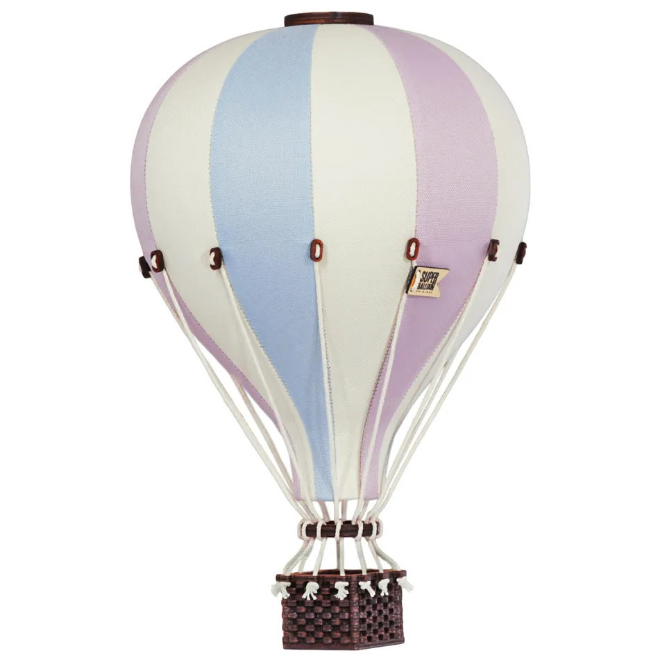 Deko Heissluftballon Creme Hellblau Lila L