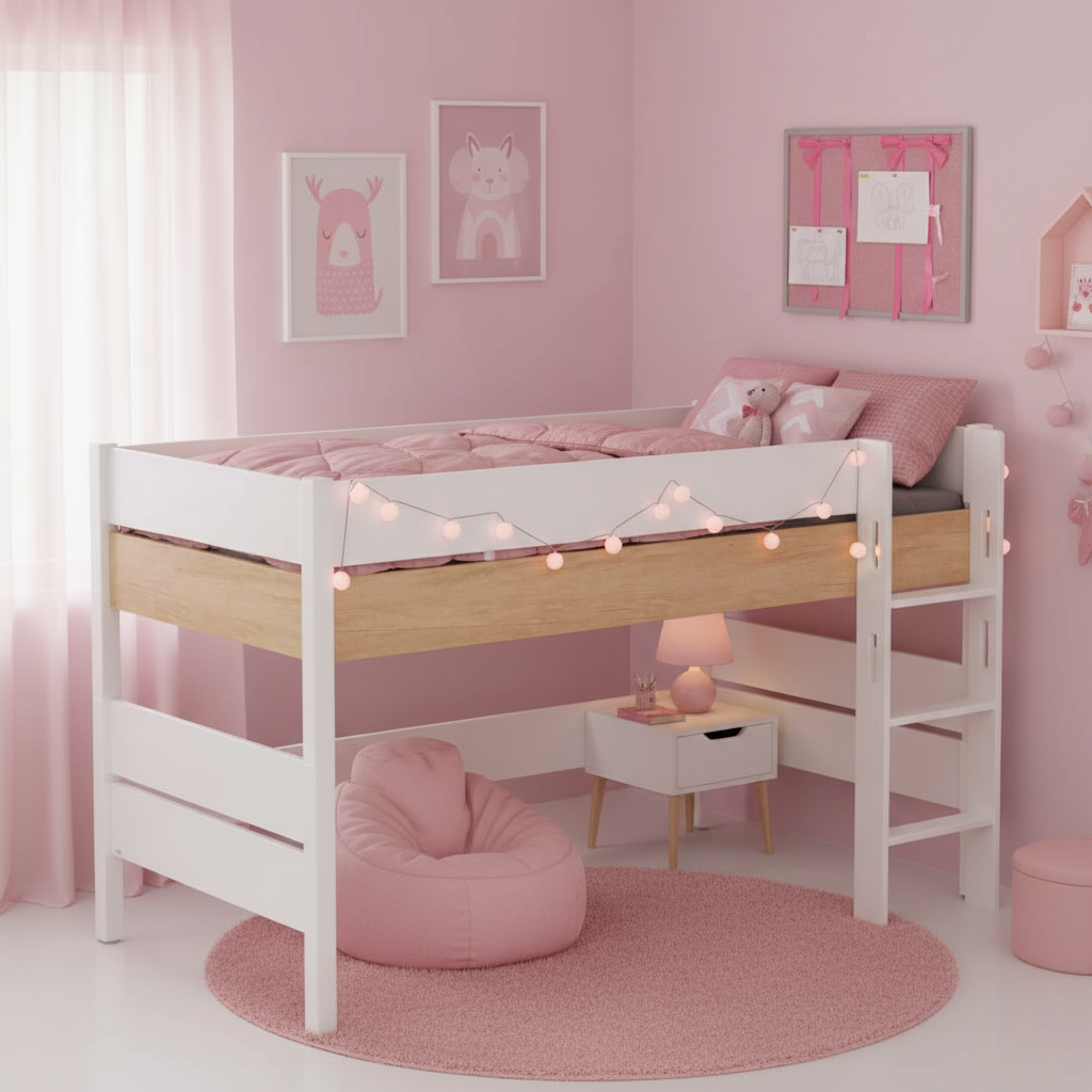 Halbhohes Bett Kira Nebraska mit gerader Leiter, 90 x 200 cm 4