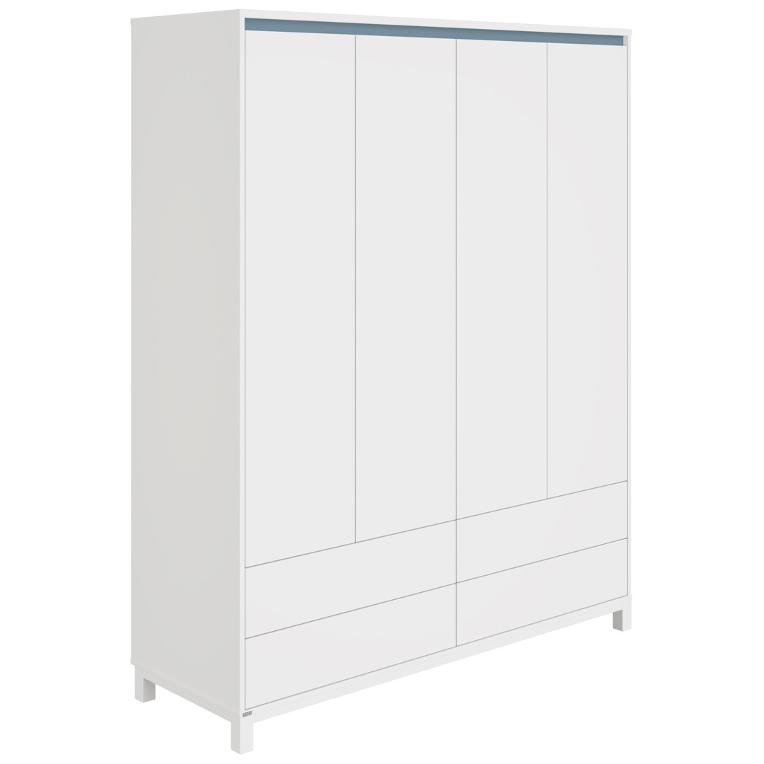 Kleiderschrank Olli mit Schubladen 4-türig Blau