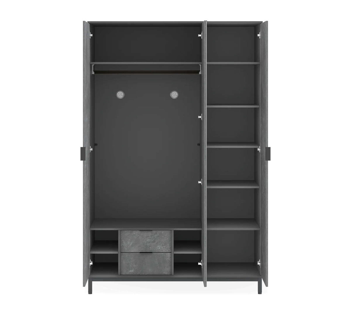 Kleiderschrank Space Gray 3-türig mit Spiegel 3