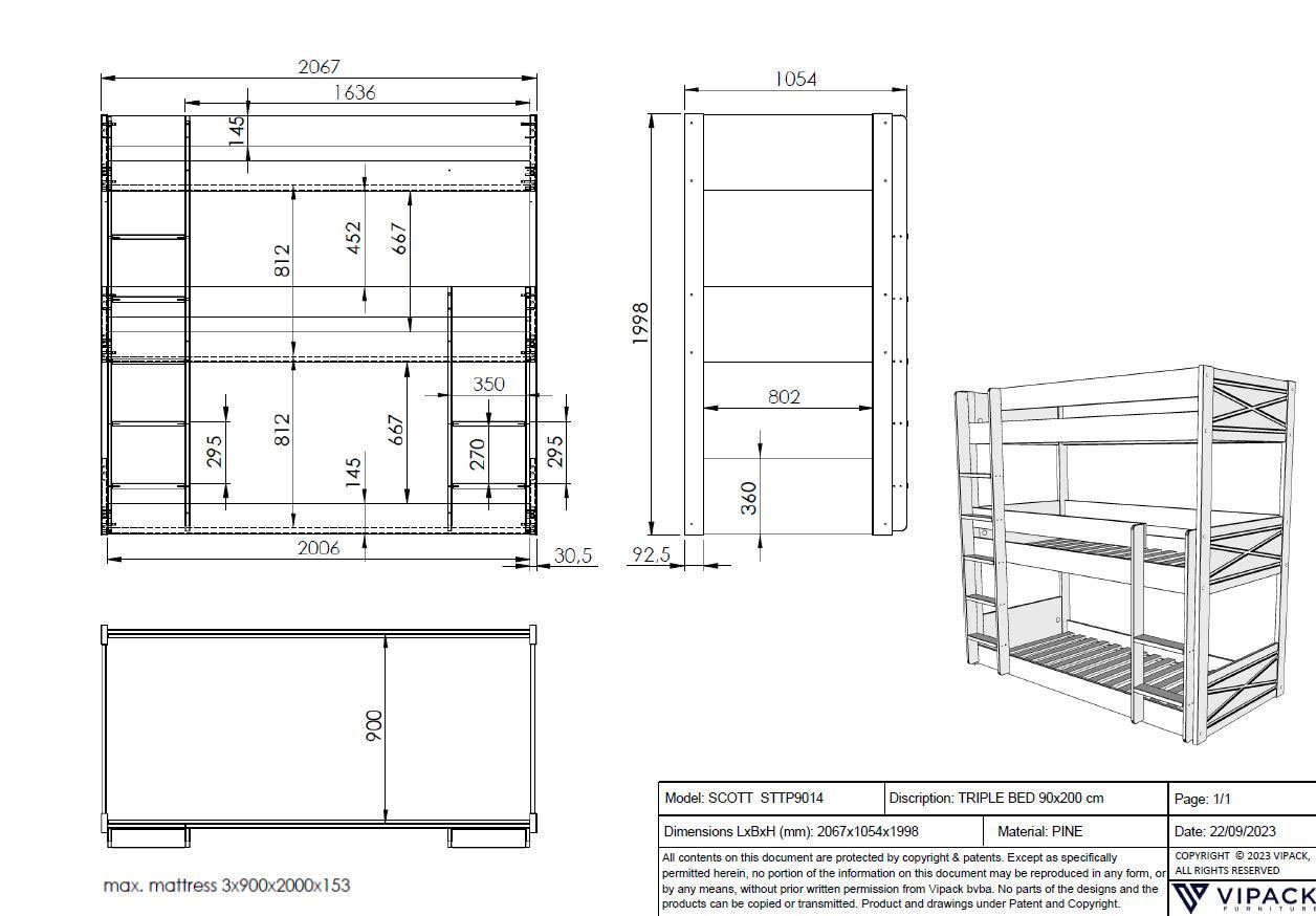 Etagenbett Scott mit 3 Liegeflächen 4