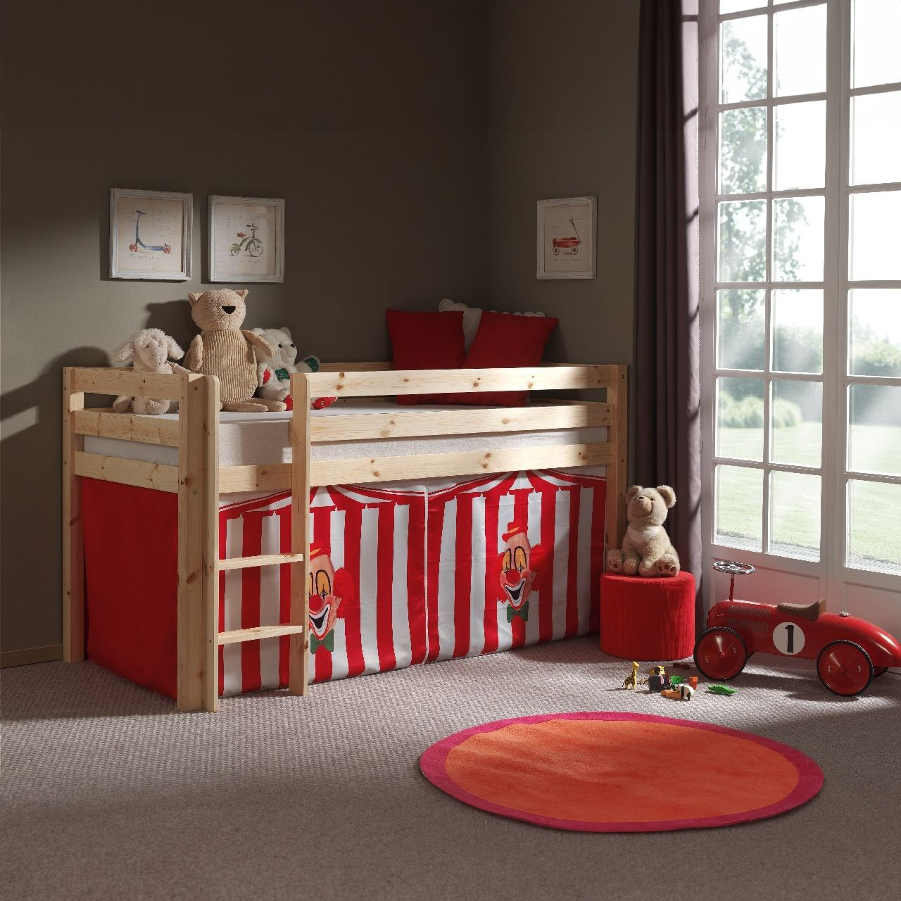 Halbhohes Bett Zirkus Holz 2