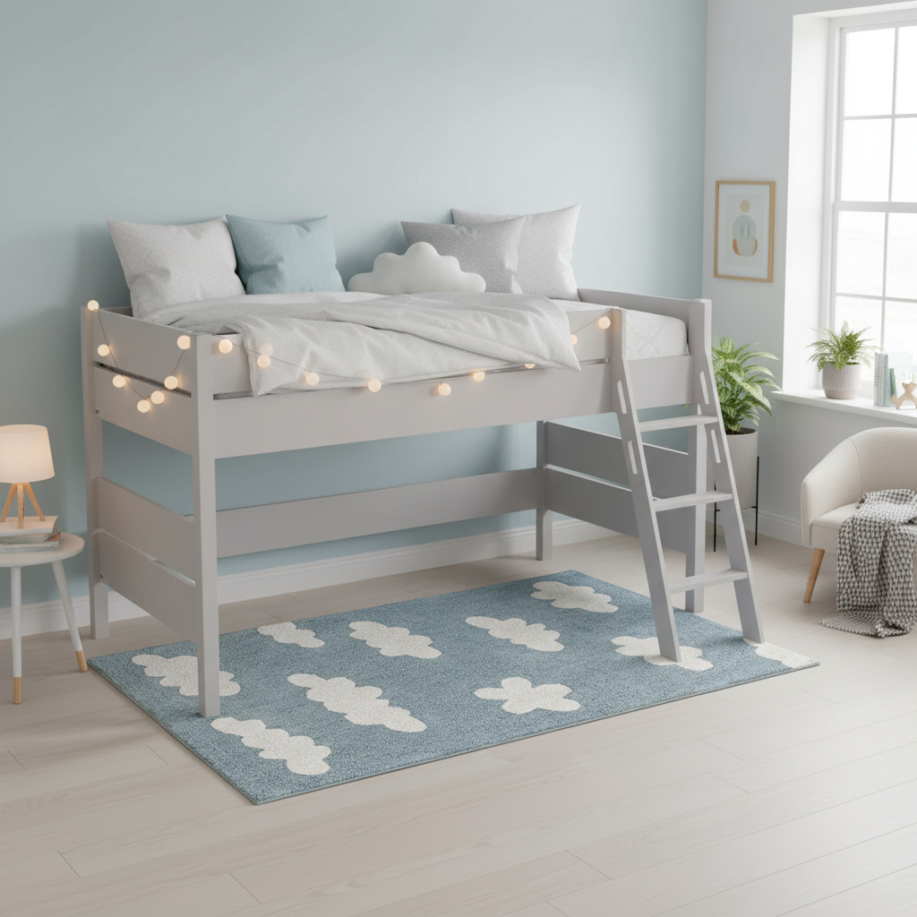 Halbhohes Bett Tiago Grau, mit Schrägleiter, 120 x 200 cm 5