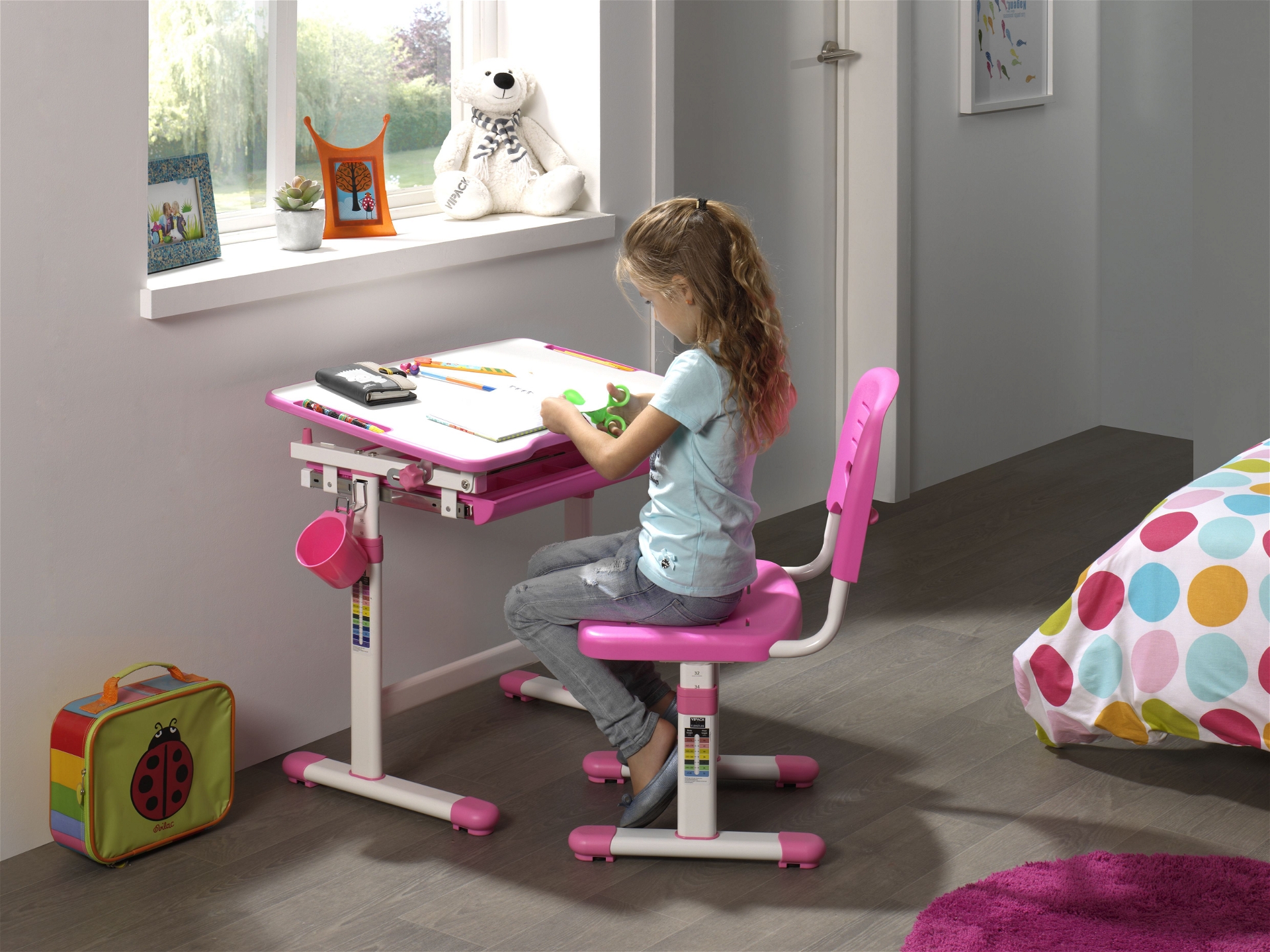 Schreibtisch Set Comfortline Weiss Pink 3