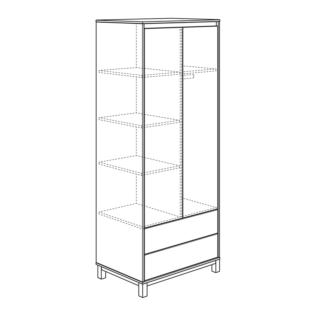Kleiderschrank Olli mit Schubladen 2-türig Weiss 3
