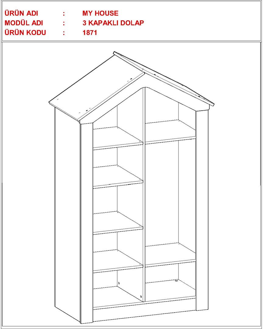 Kleiderschrank My House Natur, 2-türig 3
