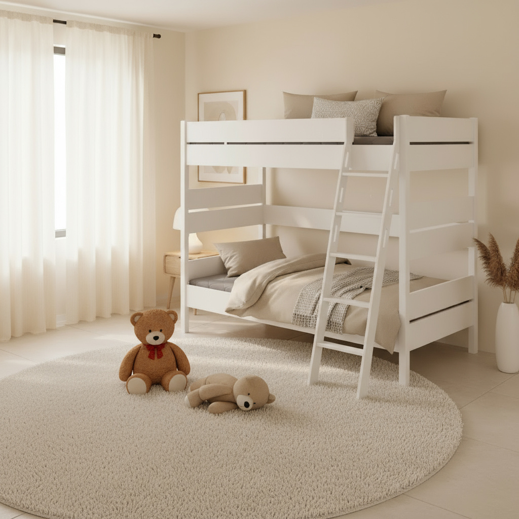 Hohes Etagenbett Tiago Weiss, mit Schrägleiter, 90 x 200 cm 3