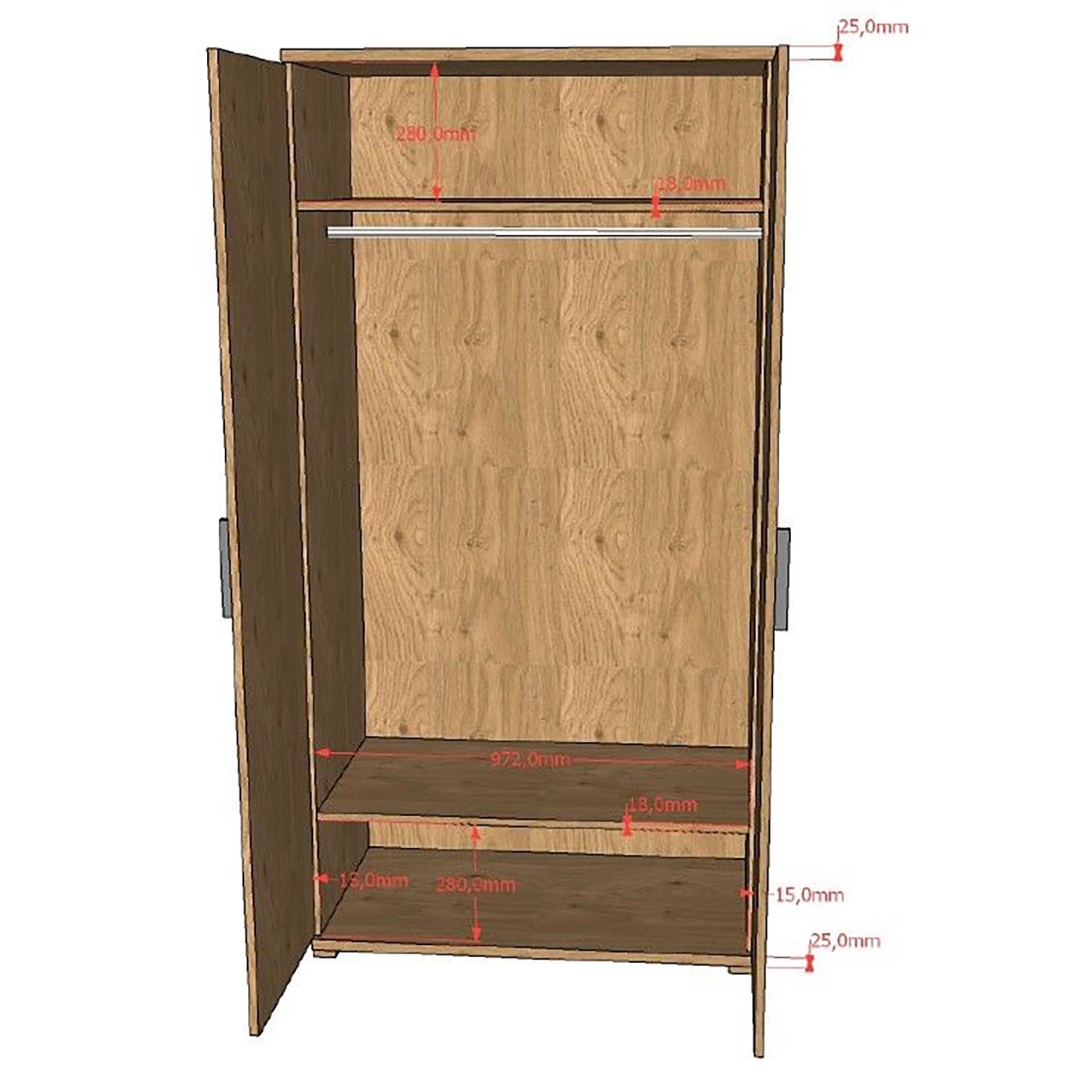 Kleiderschrank Sam 2-türig 3