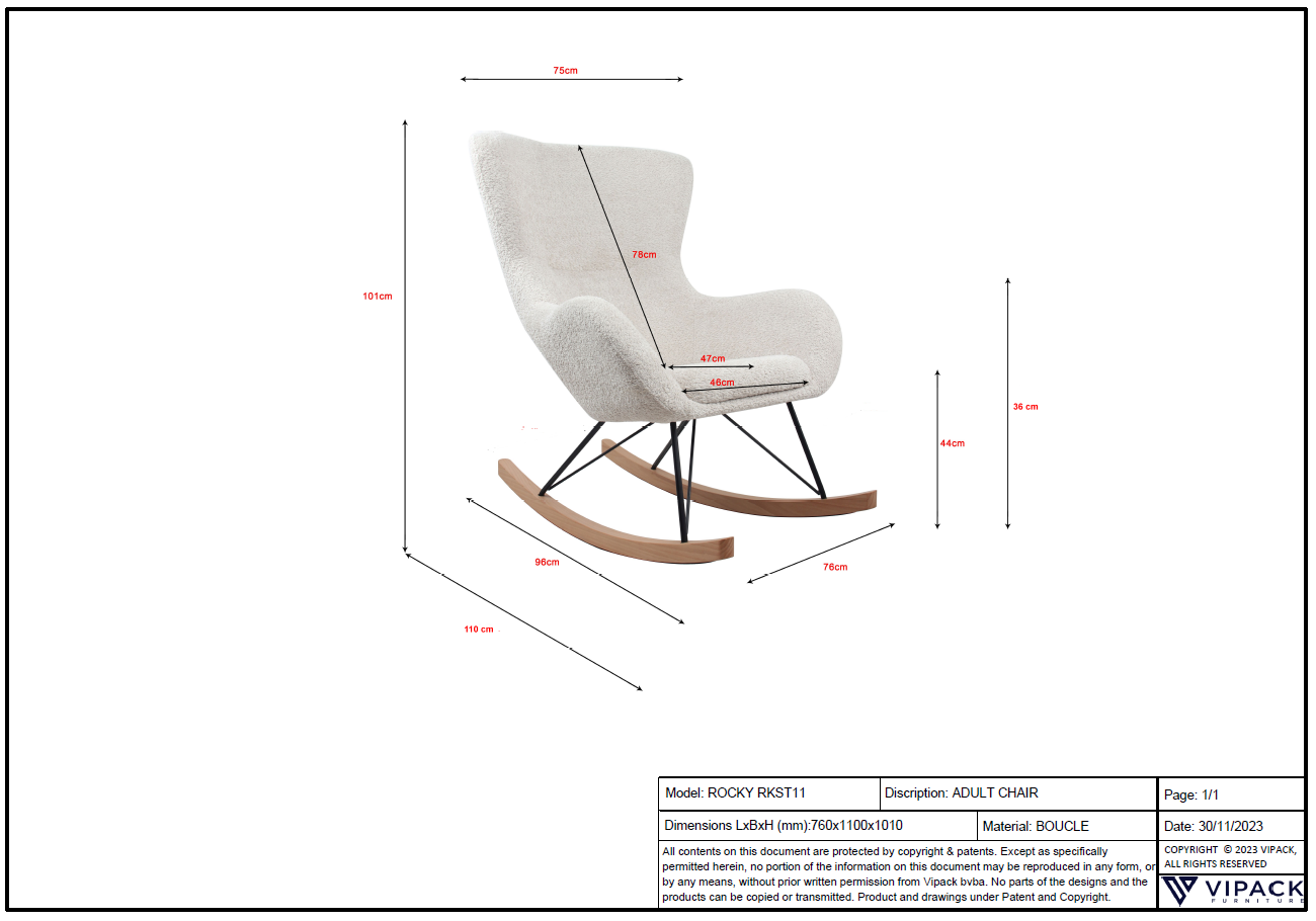 Schaukelstuhl Rocky Creme 4