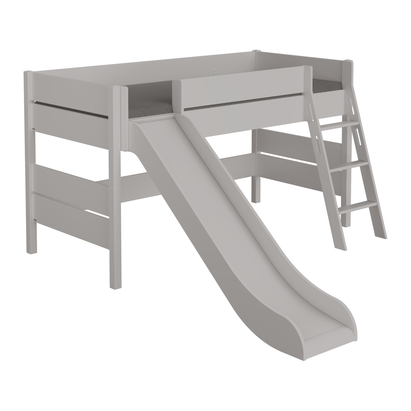 Halbhohes Bett Tiago mit Rutsche Grau, mit Schrägleiter, 90 x 200 cm 1
