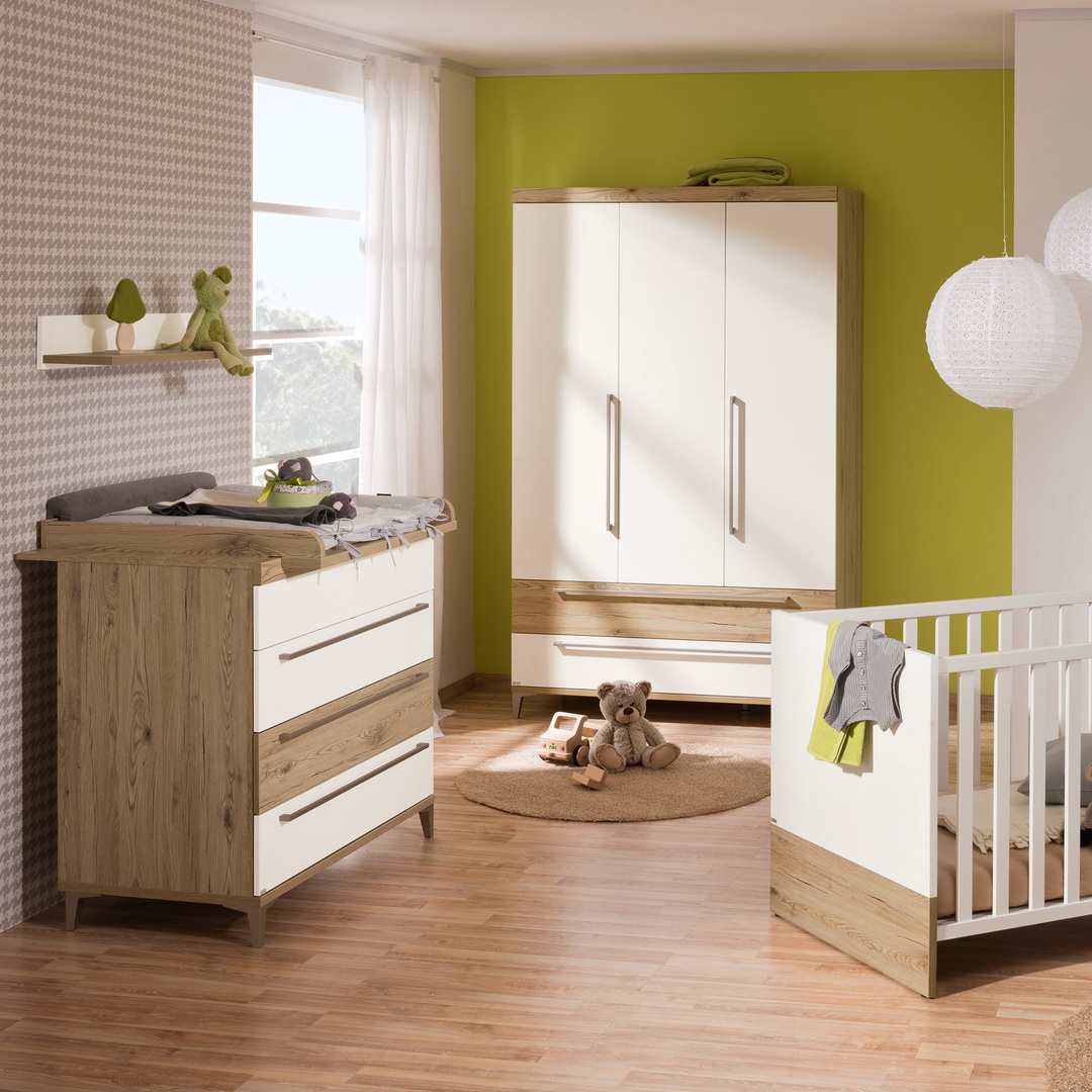 Kleiderschrank Remo 3-türig mit Schubladen, Front Eiche 2