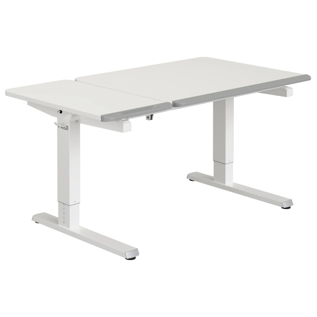 Schreibtisch Teenio 130 GT Weiss Platte Links Weiss, Grau