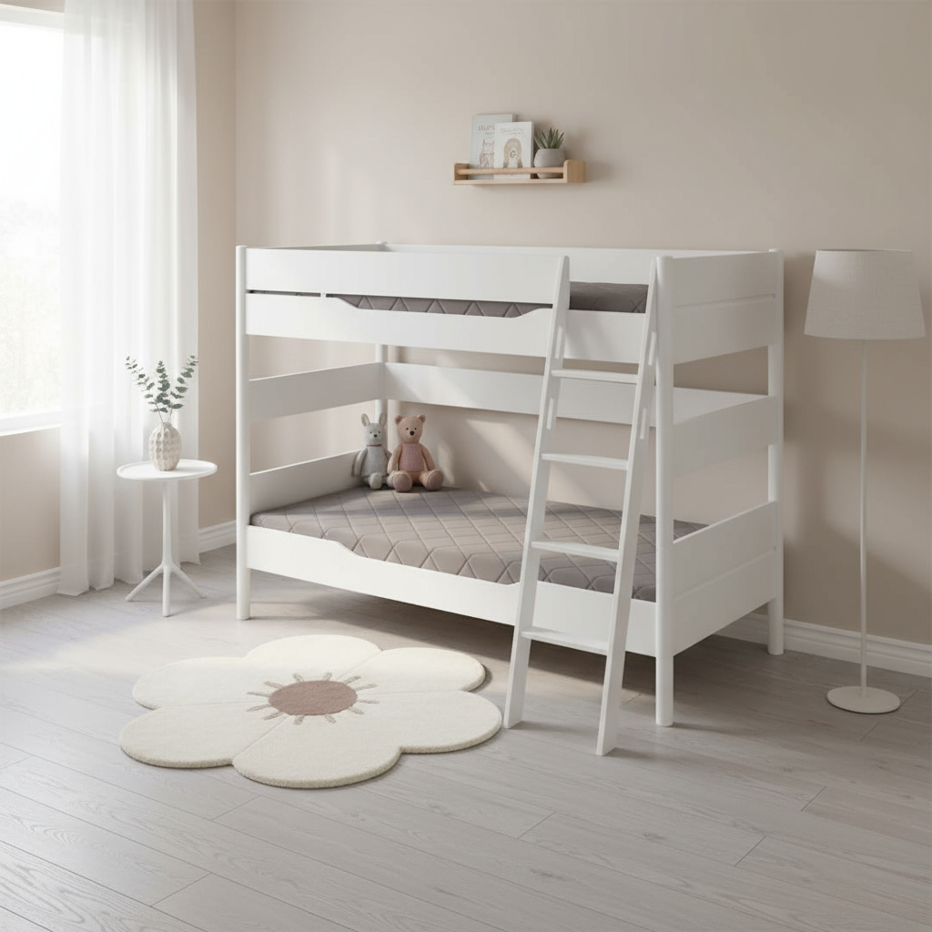 Etagenbett Ylvie mit Schrägleiter, Weiss, 90 x 200 cm 3