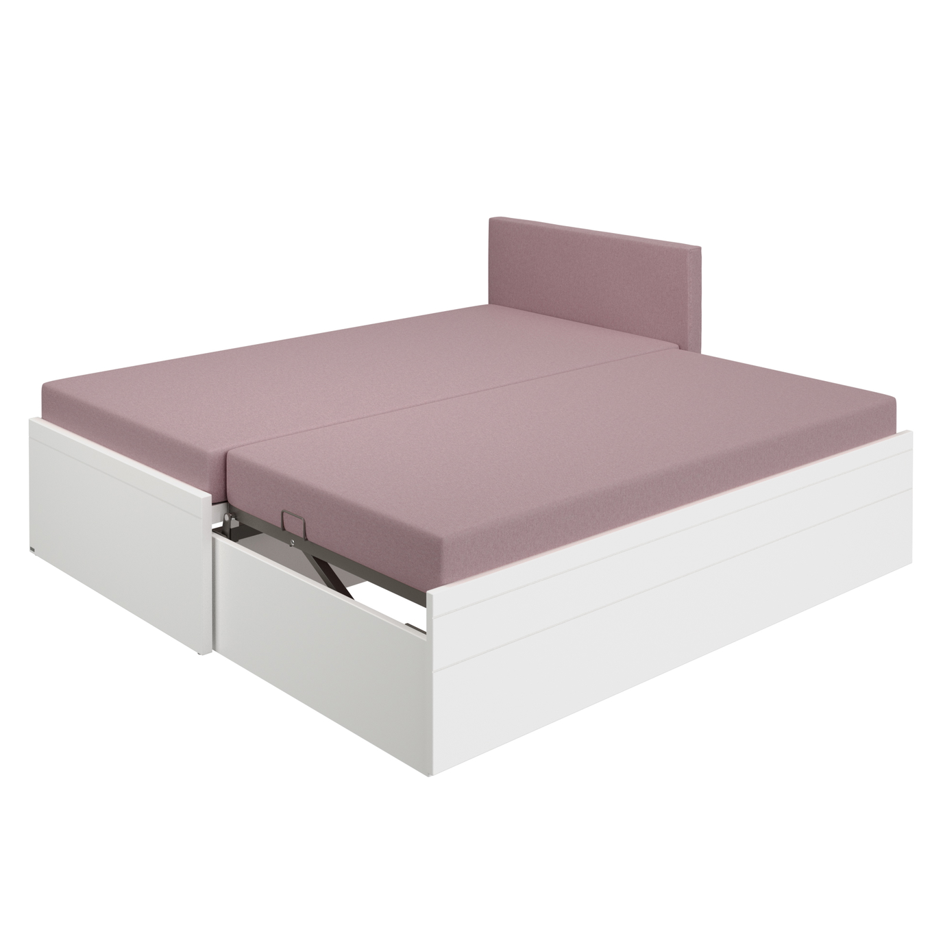 Bett Flynn mit gepolstertem Betthaupt Weiss, Dunkelrosa 6