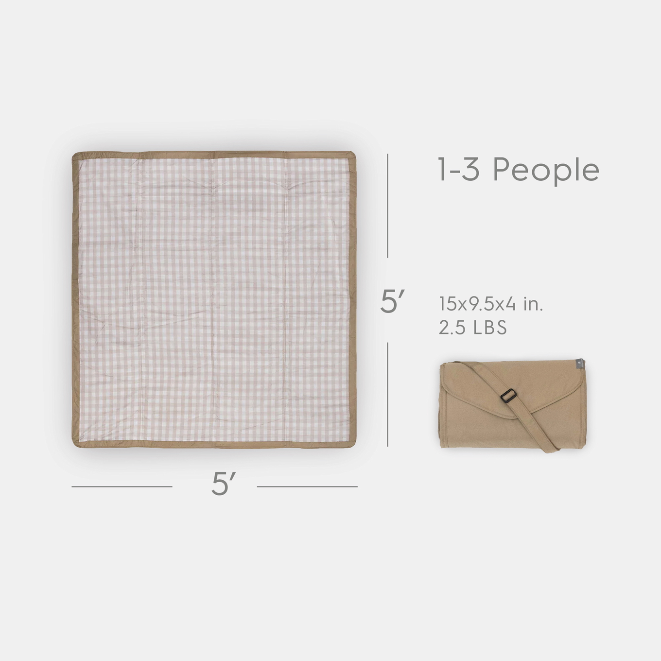 Picknick-Decke Beige Buffalo Check 152 x 152 cm 6