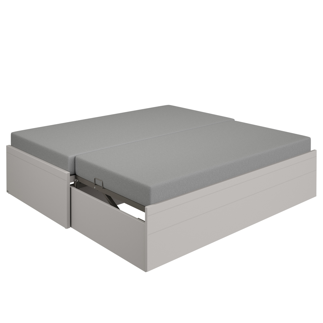 Bett Flynn mit Ausziehfunktion Kieselgrau 1