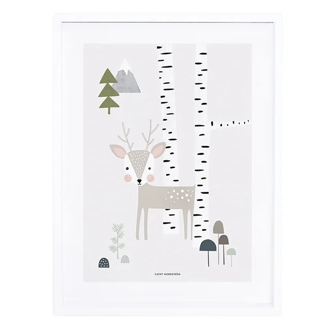 Poster Reh im Wald mit Rahmen 1