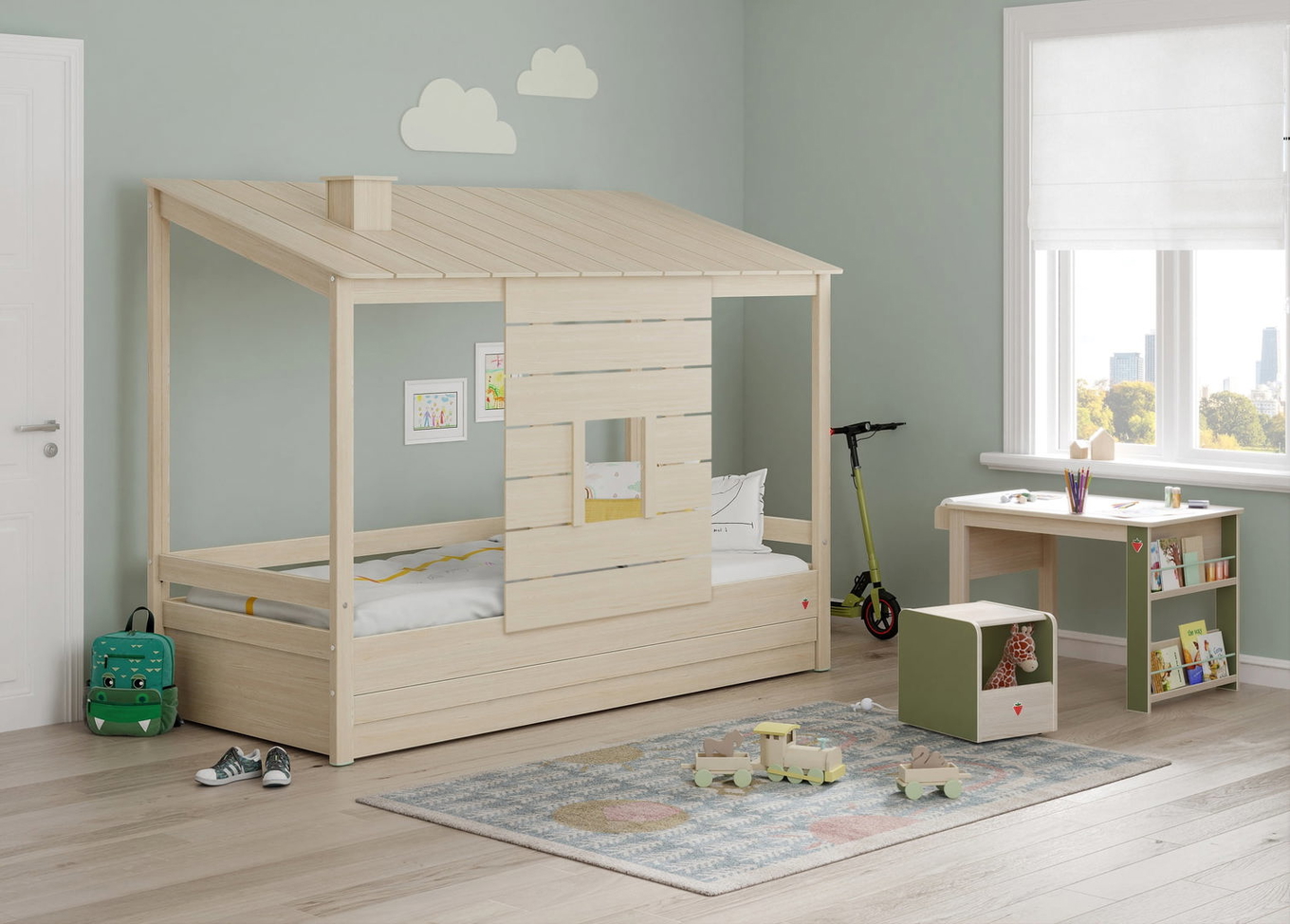 Fensterpaneel Montes Natural für Hausbett mit Dach 4