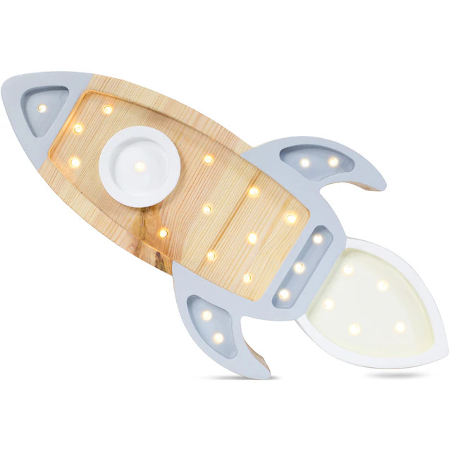 Nachtlampe Space Rocket Wood 1