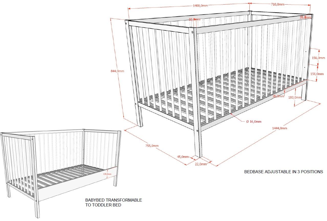 Babybett Dino 70 Holz 7