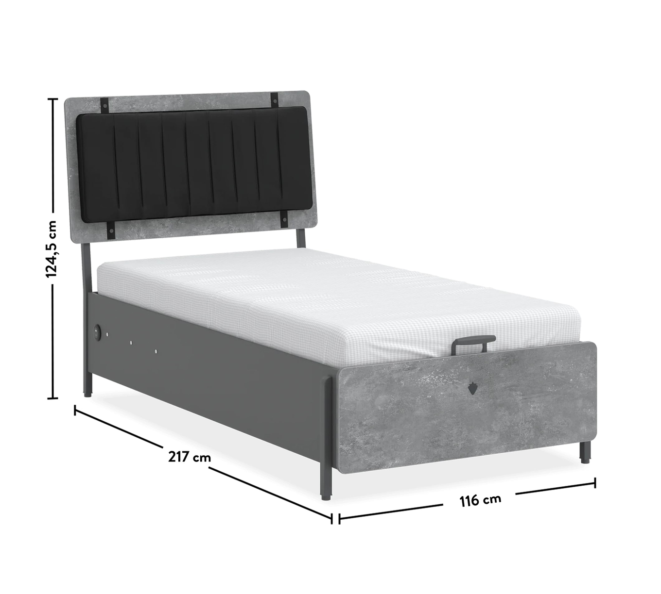 Bett Space Gray  mit Stauraum, 100 x 200 cm 8