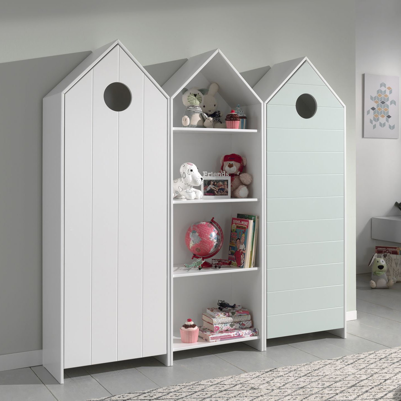 Regalschrank Casami 3-teilig Set Weiss, Mint 2