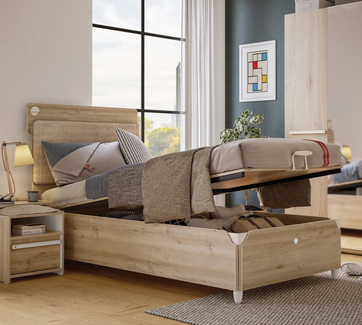 Bett Duo mit Stauraum, Line, 120 x 200 cm 3