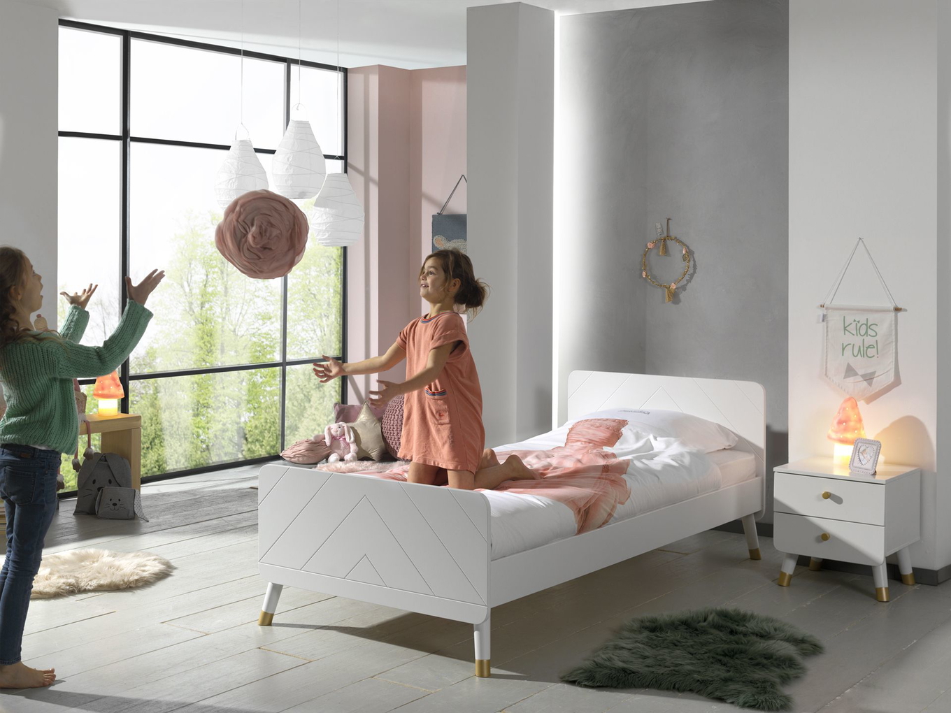 Bett und Nachttisch Billy Set Weiss 3